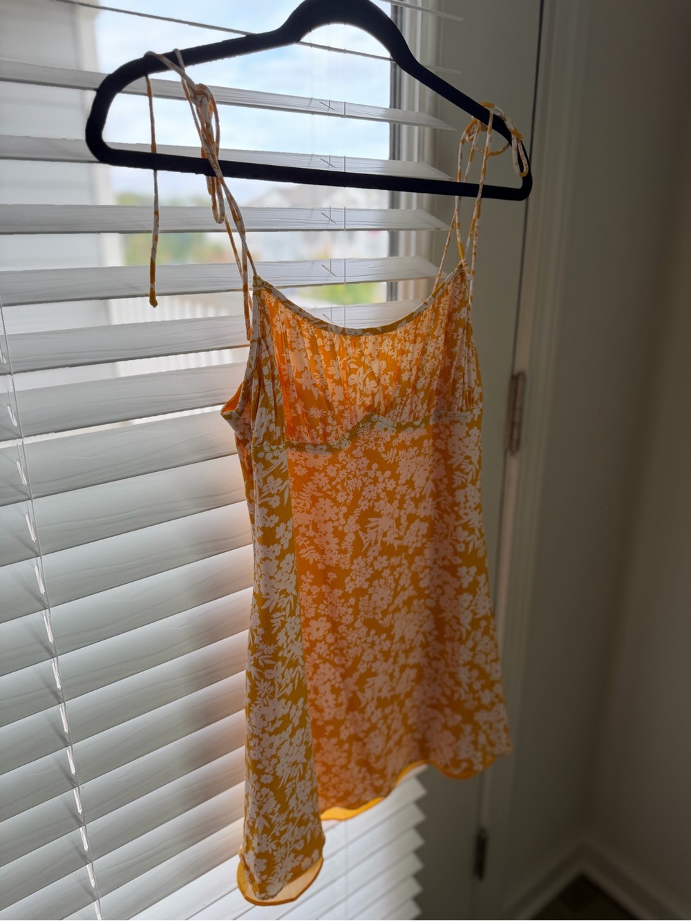 Yellow Floral Tie-strap Dress